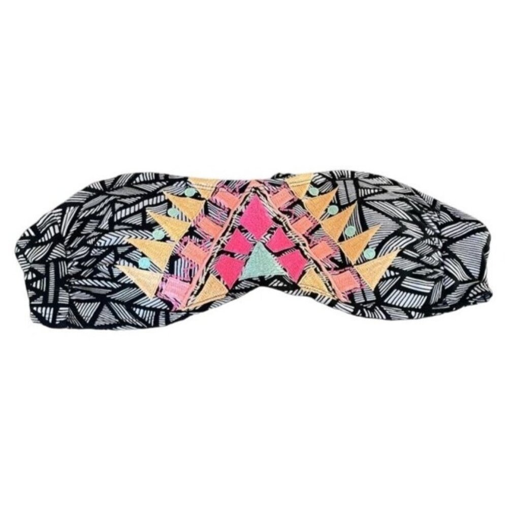 Xhilaration Strapless Bikini Top Tribal Padded Cups Geo Print Y2K bandeau